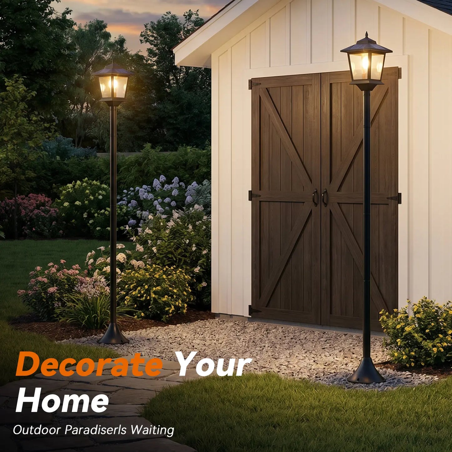 Aluminum Solar Lamp Post Light 2 Pcs Warm White Solar Powered OutdoorDecor for Garden Pathway