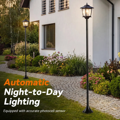 Aluminum Solar Lamp Post Light 2 Pcs Warm White Solar Powered OutdoorDecor for Garden Pathway