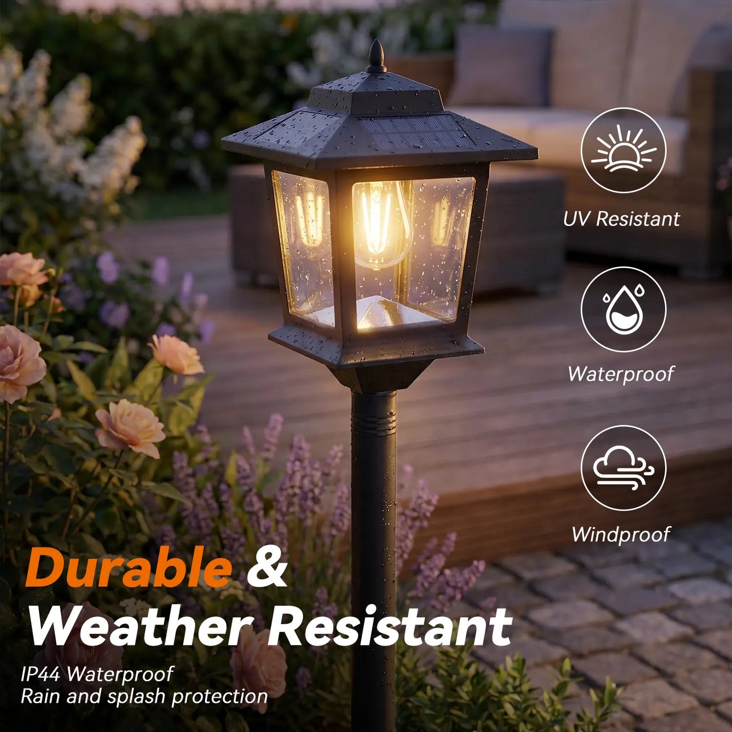 Aluminum Solar Lamp Post Light 2 Pcs Warm White Solar Powered OutdoorDecor for Garden Pathway