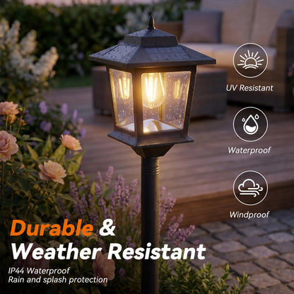 Aluminum Solar Lamp Post Light 2 Pcs Warm White Solar Powered OutdoorDecor for Garden Pathway