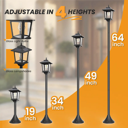 Aluminum Solar Lamp Post Light 2 Pcs Warm White Solar Powered OutdoorDecor for Garden Pathway