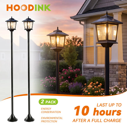 Aluminum Solar Lamp Post Light 2 Pcs Warm White Solar Powered OutdoorDecor for Garden Pathway